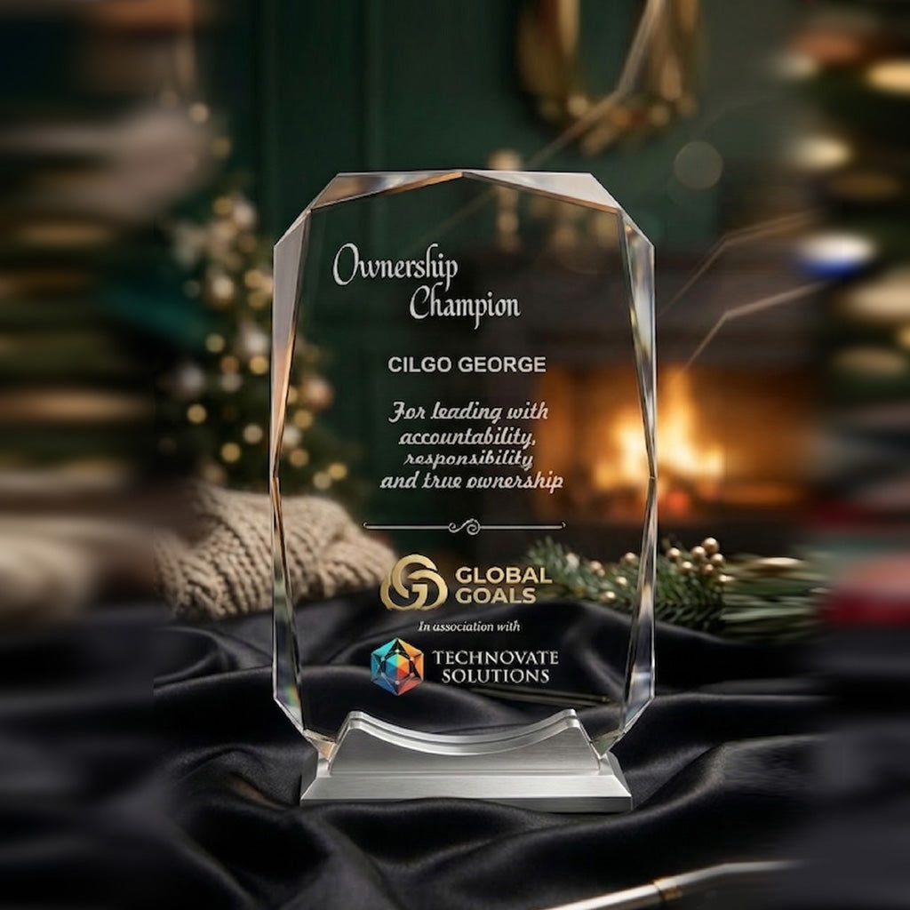 Custom Engraved Crystal Plaque Award – Executive Recognition Trophy