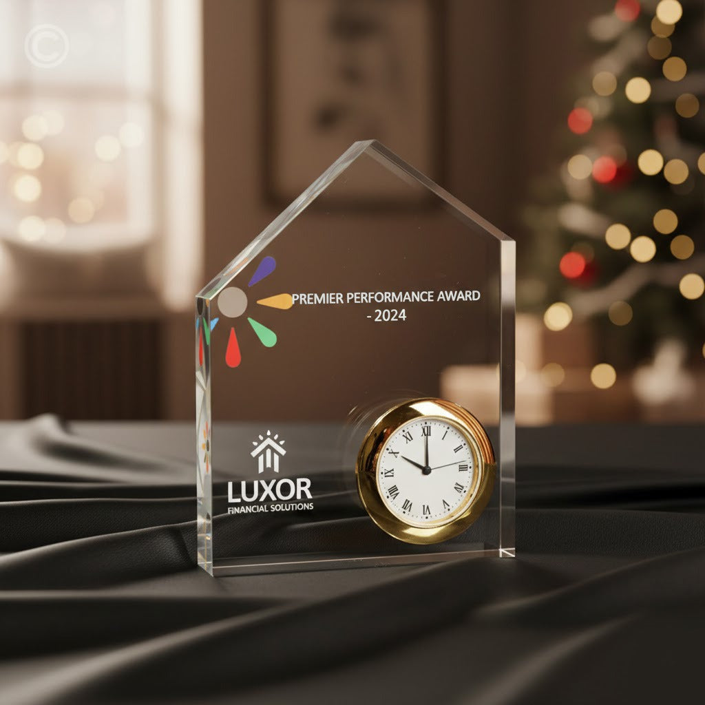 Custom Shape Acrylic Clock Gift Trophy Kerala