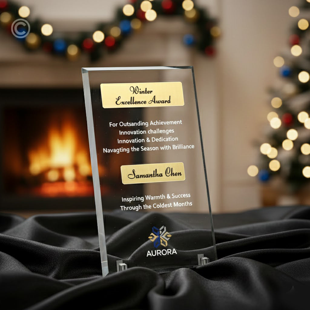 Transparent acrylic trophy for business award ceremonies