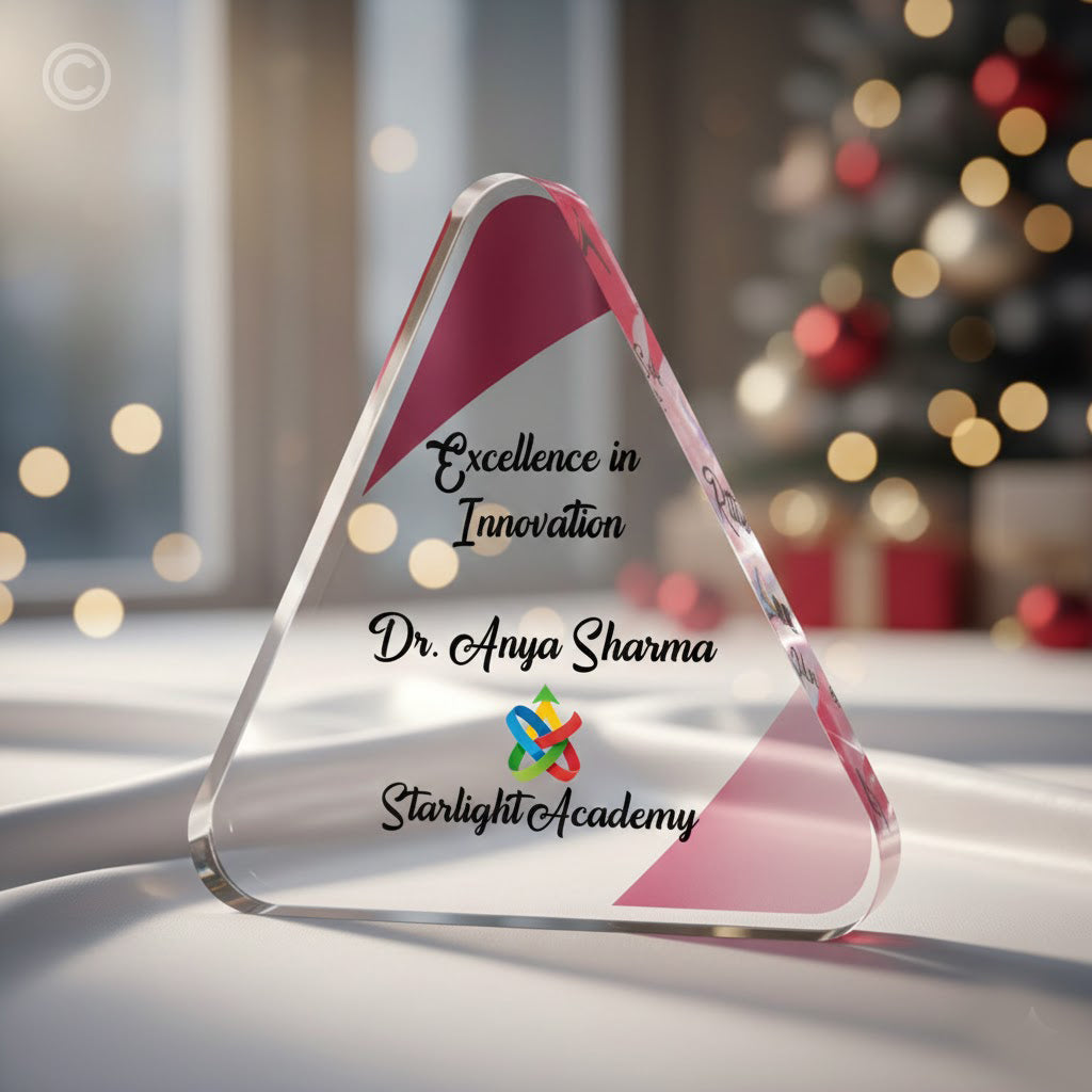Triangle acrylic trophy custom Kerala
