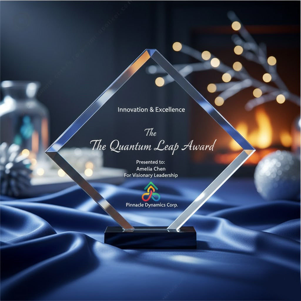 Premium diamond acrylic award for corporate leadership recognition with custom engraving