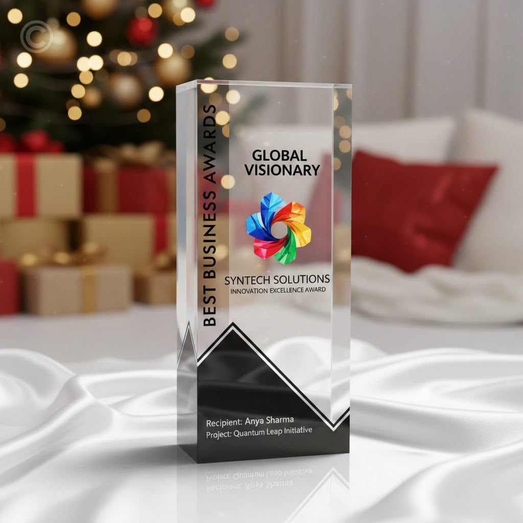 custom acrylic award trophy with logo engraving Kerala